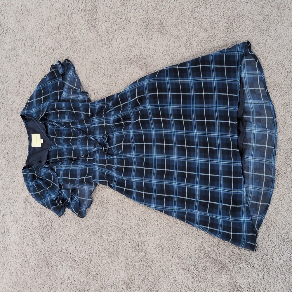 ModCloth Blue Plaid Dress XS‎